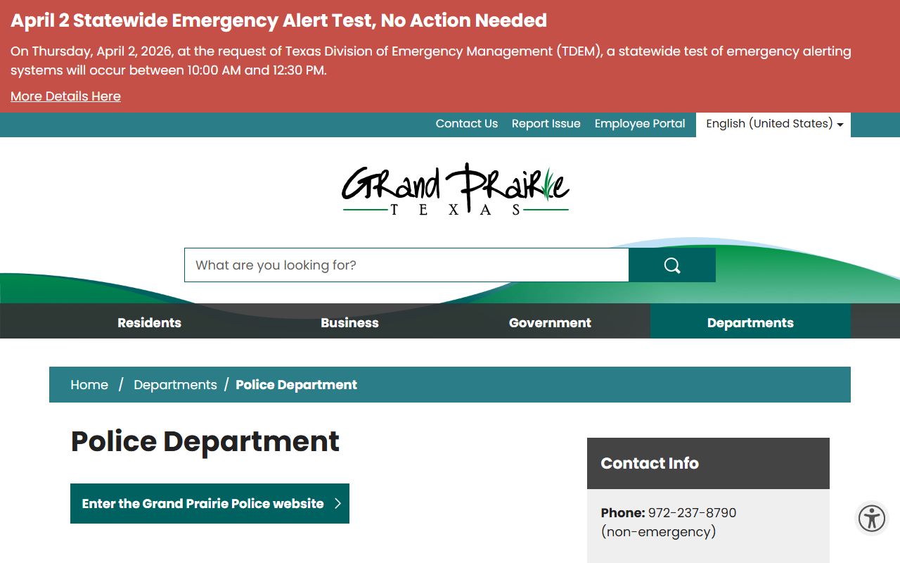 Grand Prairie phone directory police records