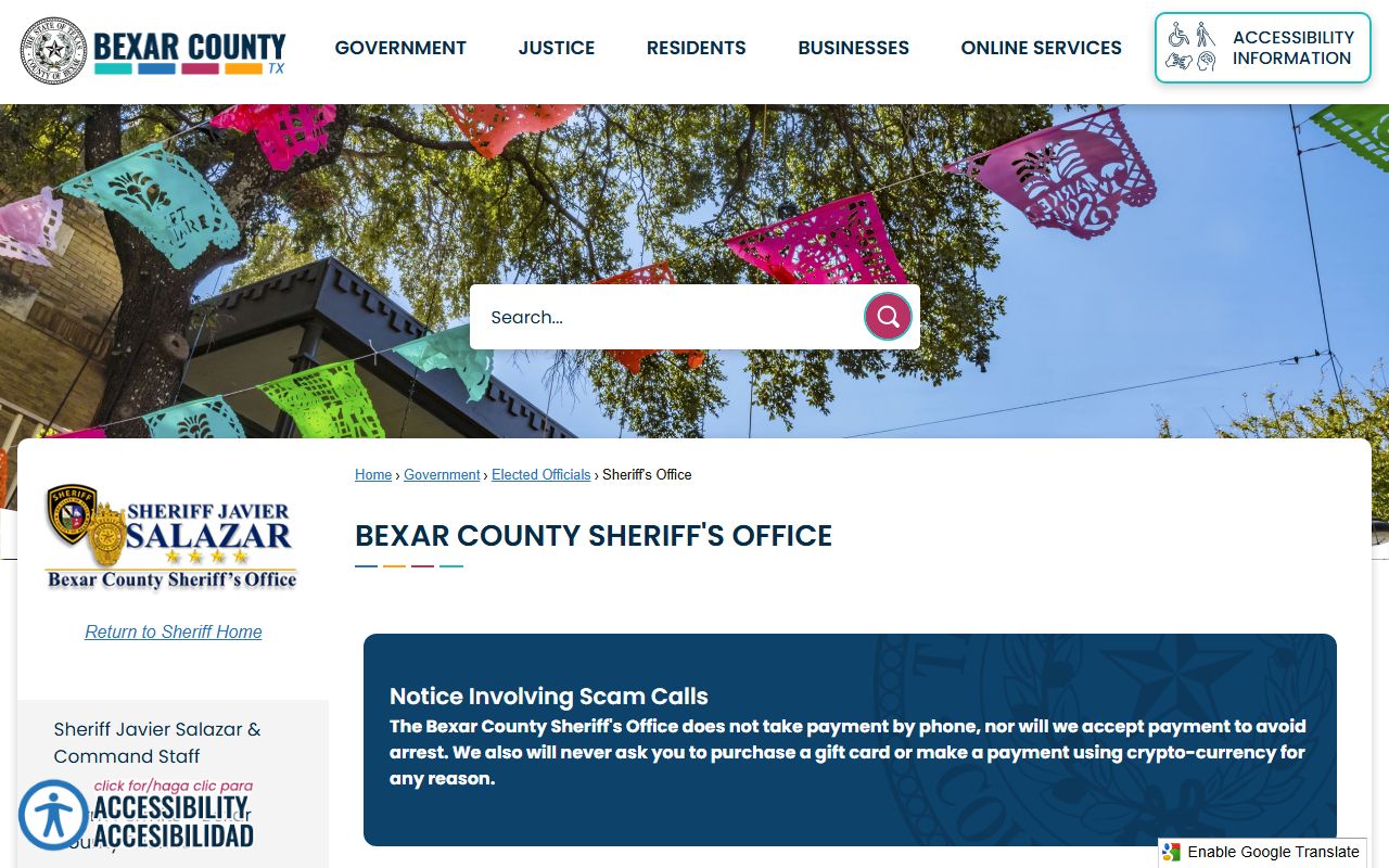 Bexar County phone directory sheriff office portal