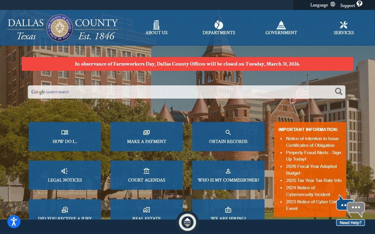Dallas County phone directory public records search portal