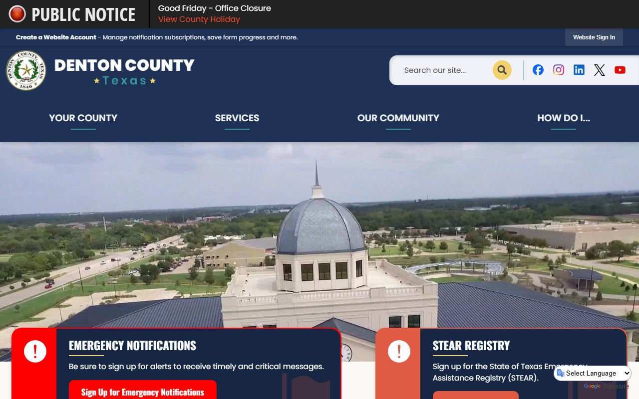 Denton County phone directory government portal