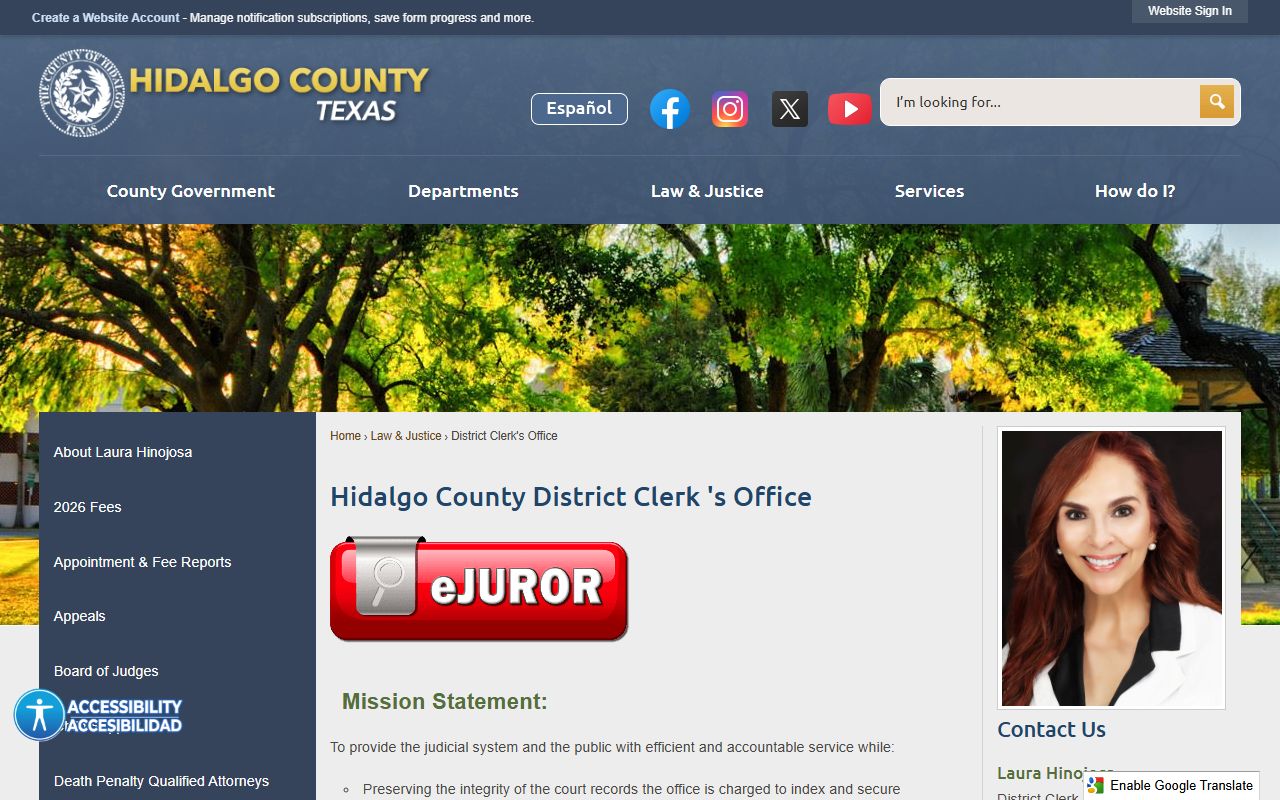 Hidalgo County phone directory clerk departments