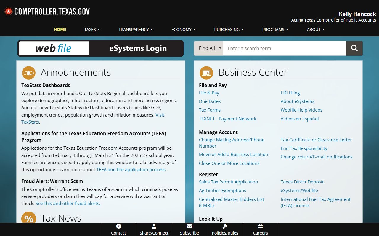 Texas phone directory Comptroller property tax search